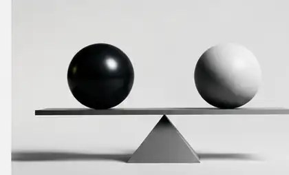Minimal black and white spheres balanced on a geometric beam